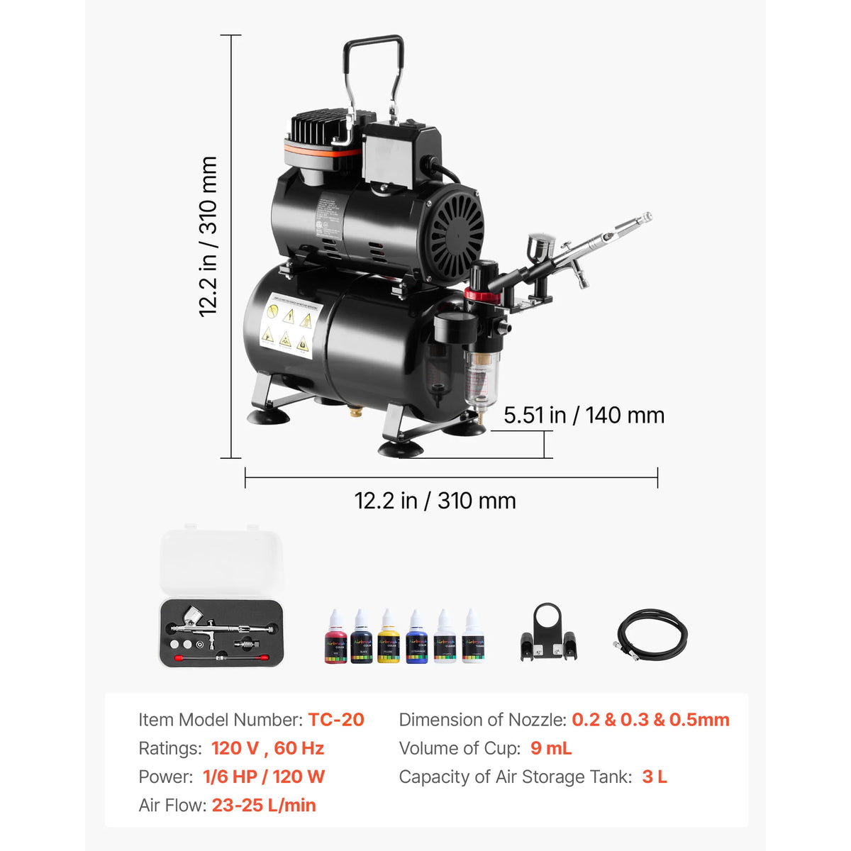 Succebuy Dual Action Airbrush Kit With Compressor And Tank