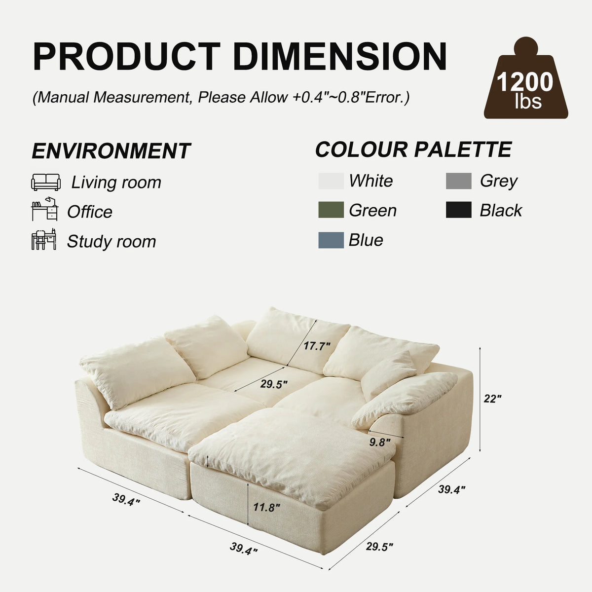 Yeflixvrau Modern Modular Sectional Sofa With Comfortable Cushions