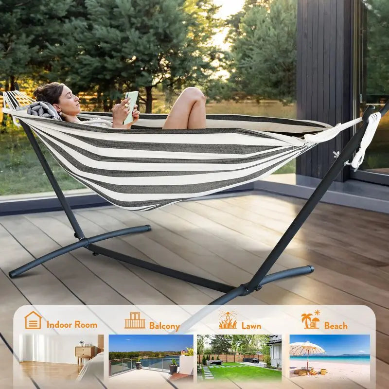 Gyroor Adjustable Hammock With Heavy Duty Folding Stand And Bag