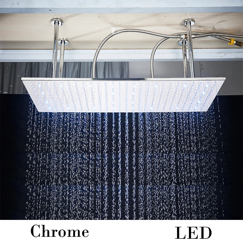 Wanmivezlo Led Rainfall Shower Head Wall Mounted Brass Faucet