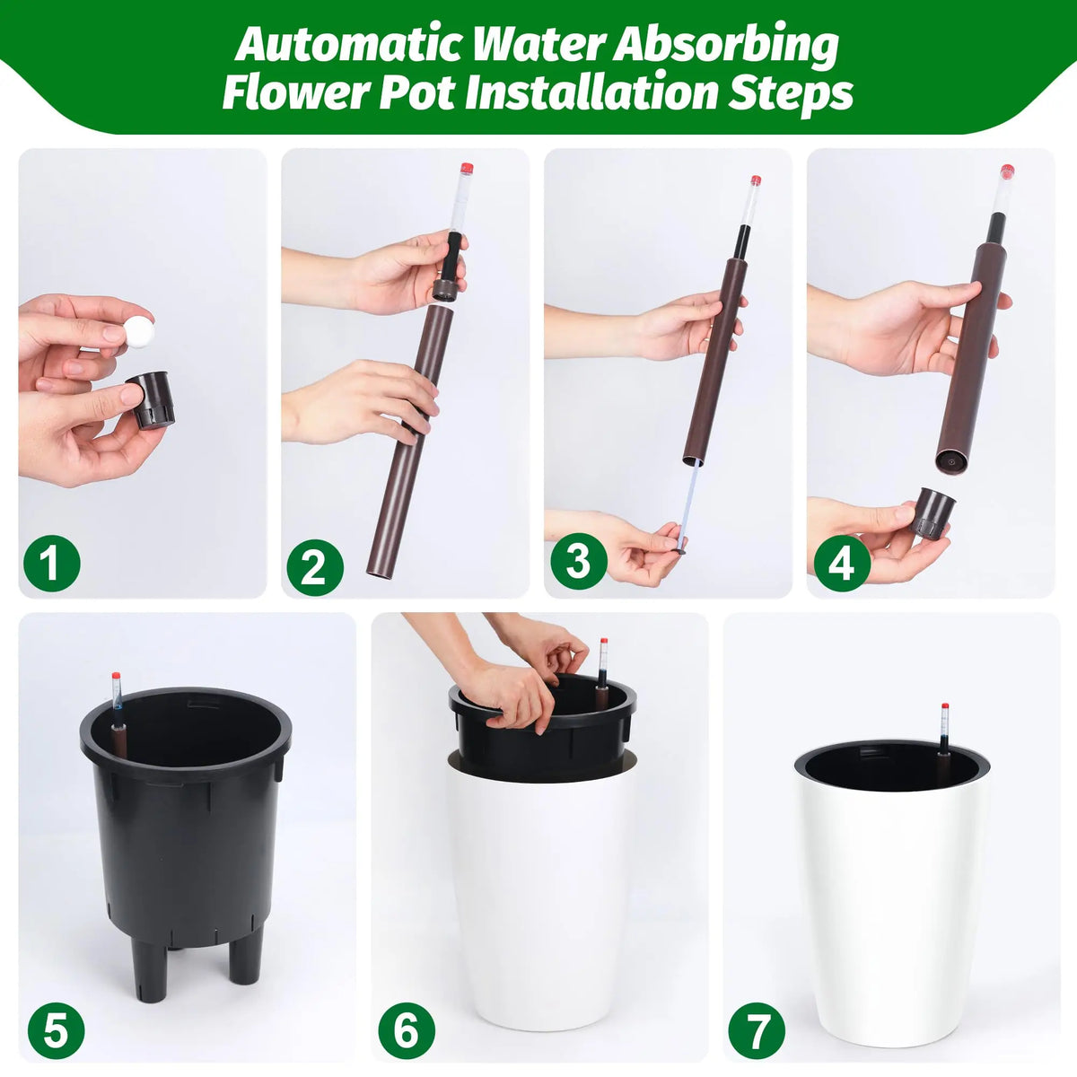 Himiss 16 Inch Self Watering Indoor Outdoor Planters Set