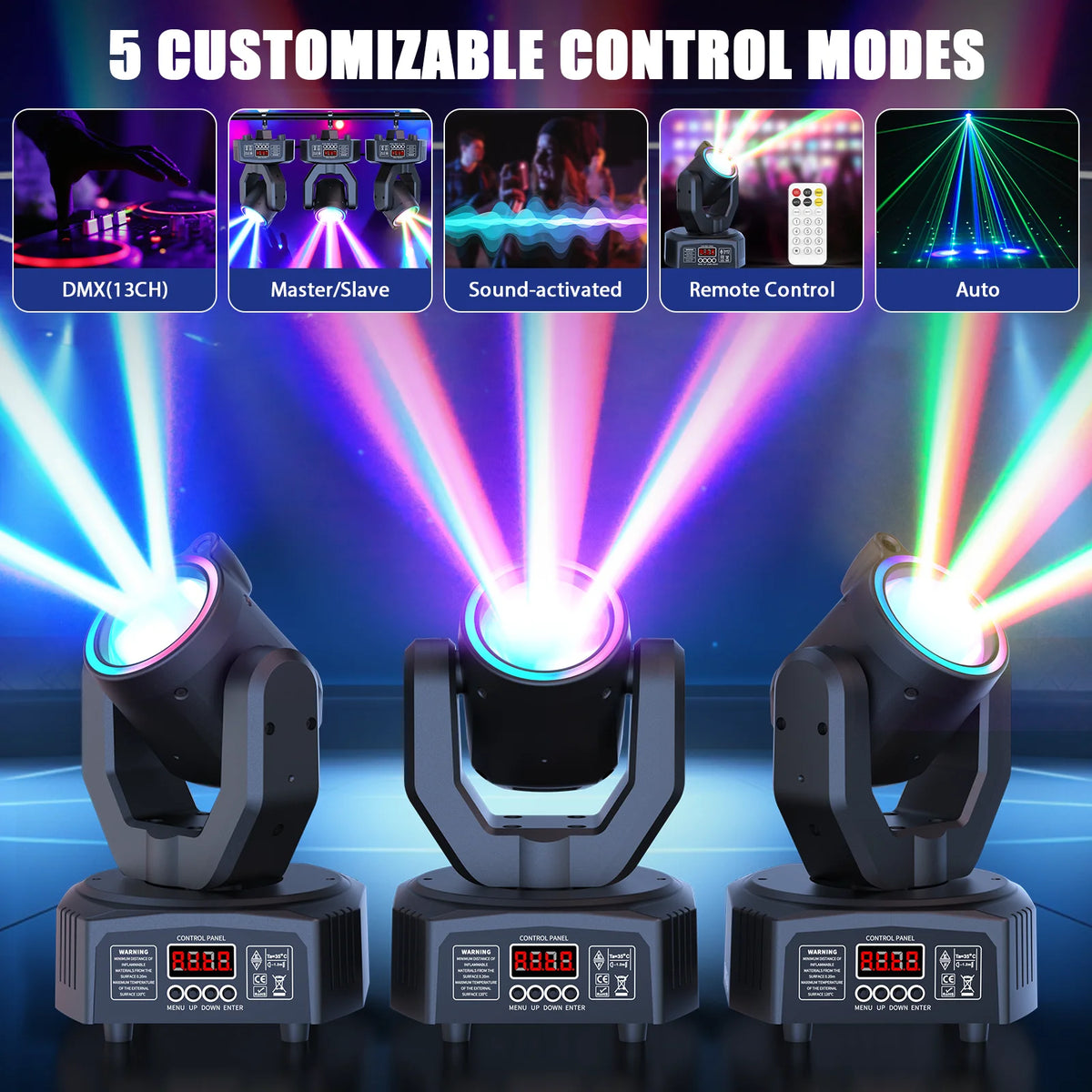 U'King 30W Moving Head RGBW DMX Sound Activated Party Light