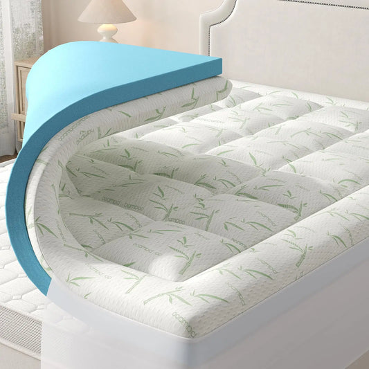 JHK Dual Layer Gel Memory Foam Mattress Topper Cooling Pad