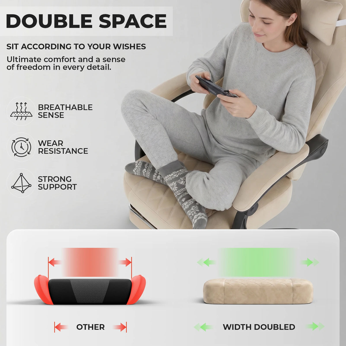 Ergonomic Gaming Chair With Massage Lumbar Support And Adjustable Height