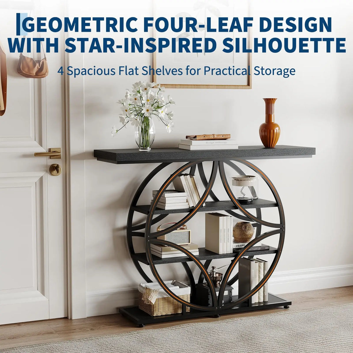 HiMiss Four Tier Narrow Entryway Modern Wooden Console Table