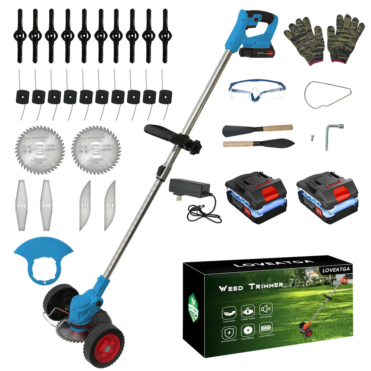 Cordless 21V 3 In 1 Electric Grass Trimmer With Batteries