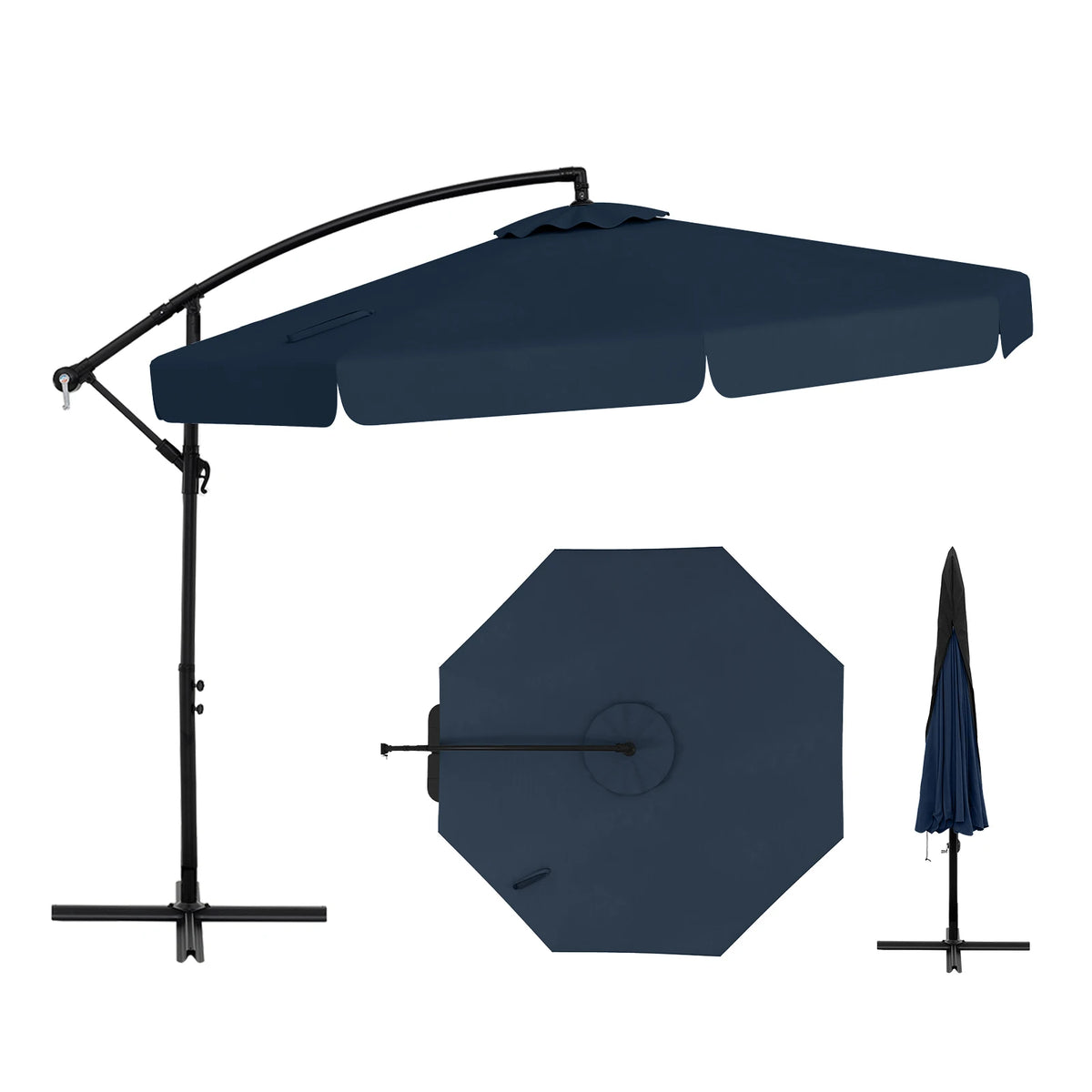 LIFEZEAL 10ft Offset Hanging Patio Cantilever Umbrella With Cover