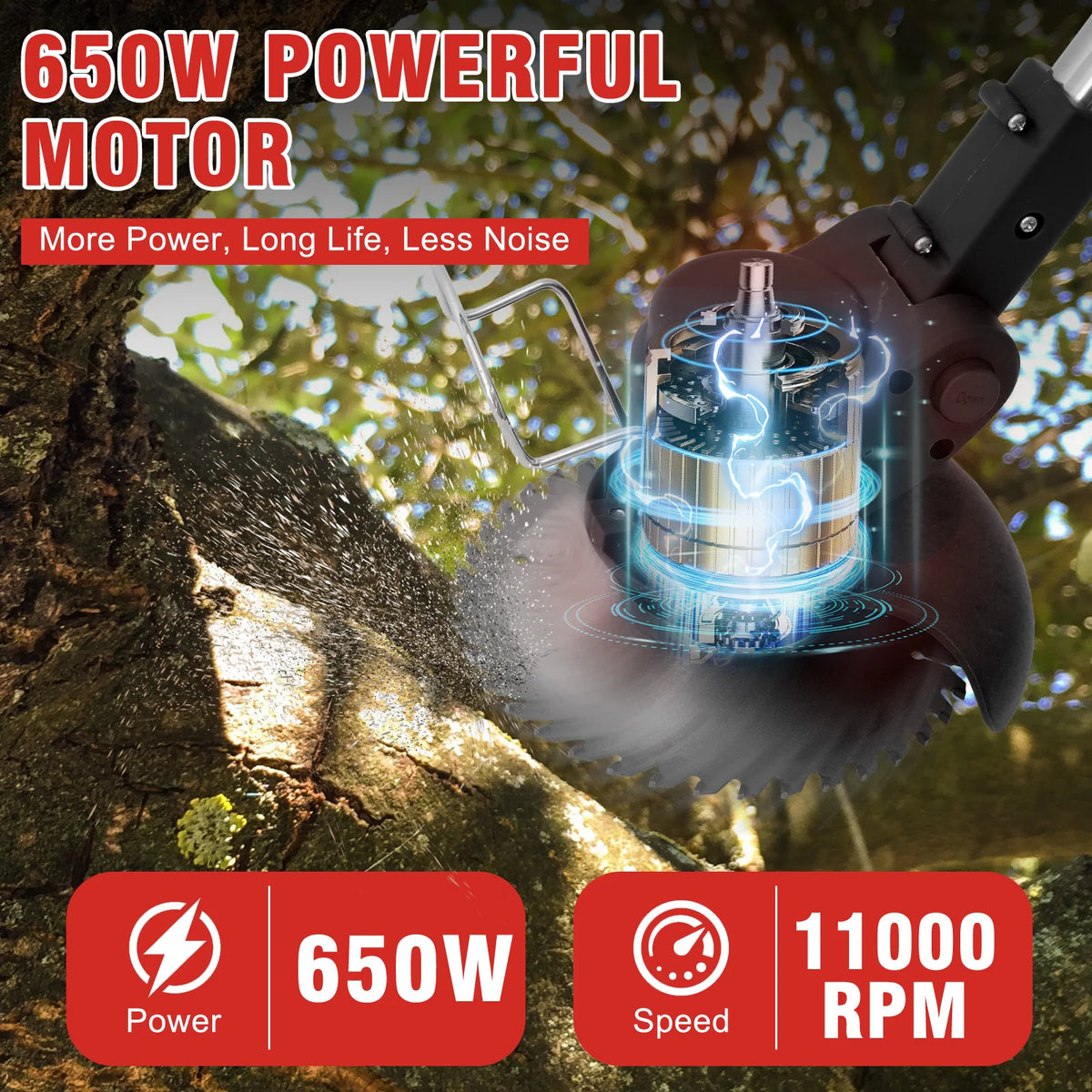 Cordless 21V Three In One Grass Trimmer With Rechargeable Battery