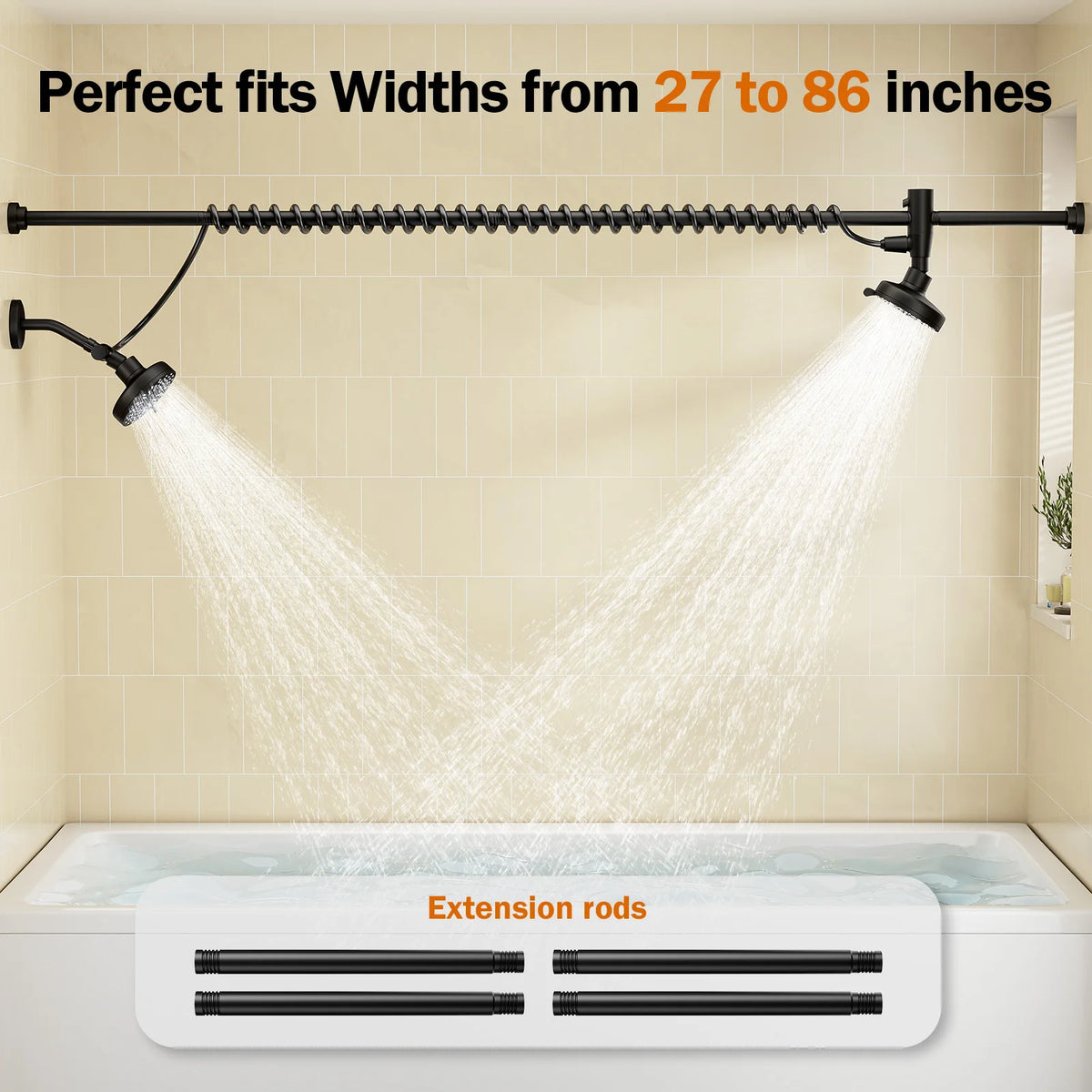 Dual Stainless Steel Shower Head With Adjustable Wall Slider