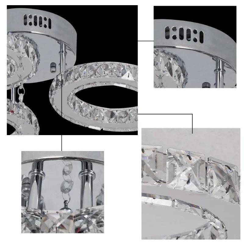 GreeLustr Modern LED Crystal Ring Pendant Chandelier Luxury Home Lighting