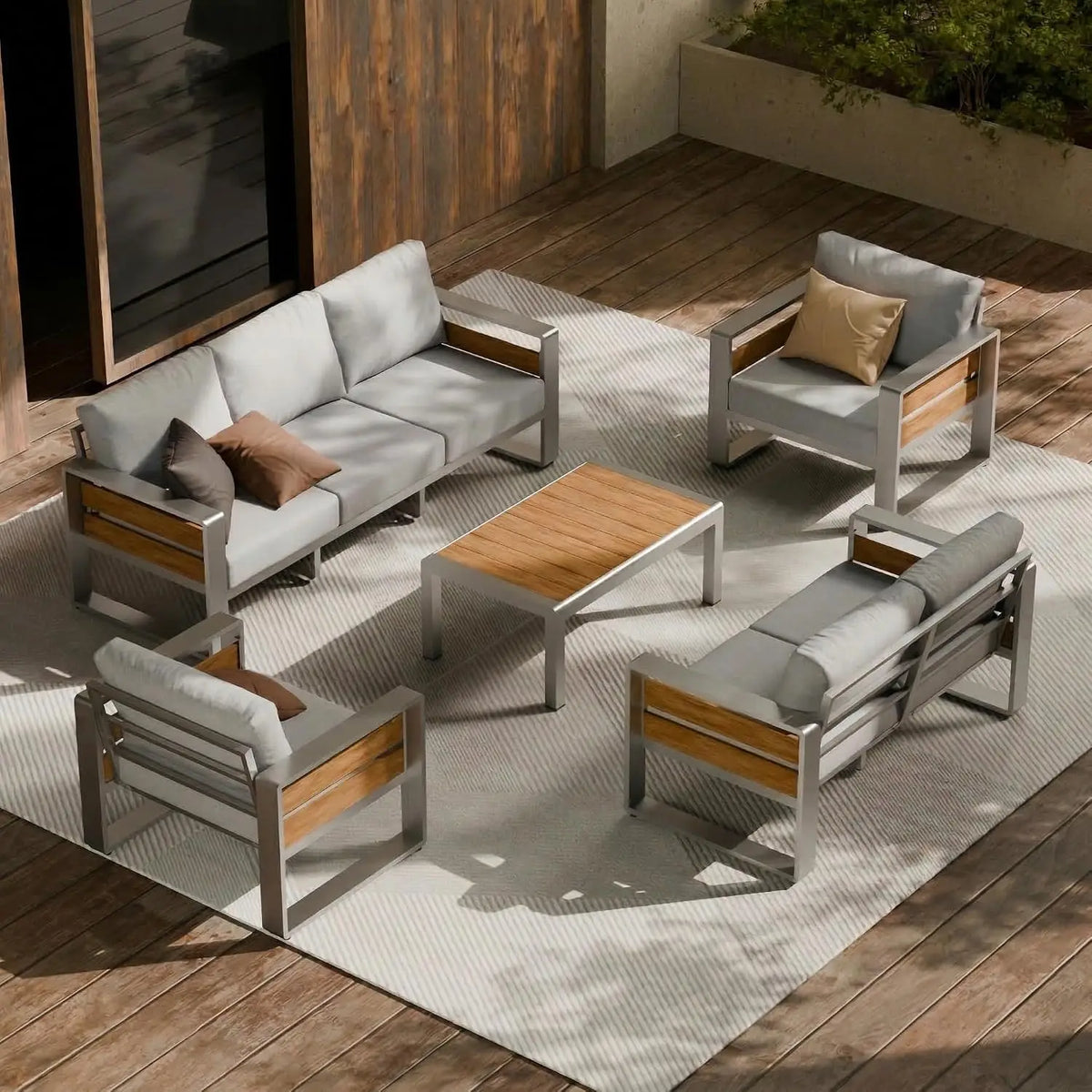 Modern Rattan Outdoor Patio Furniture Garden Set With Table