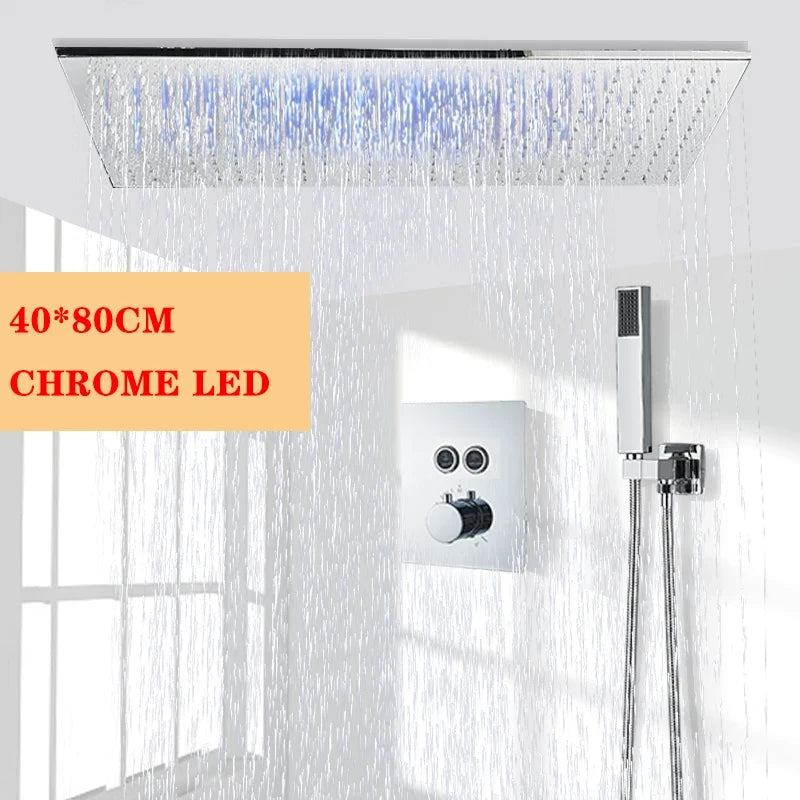 Wanmivezlo Led Rainfall Shower Head Wall Mounted Brass Faucet