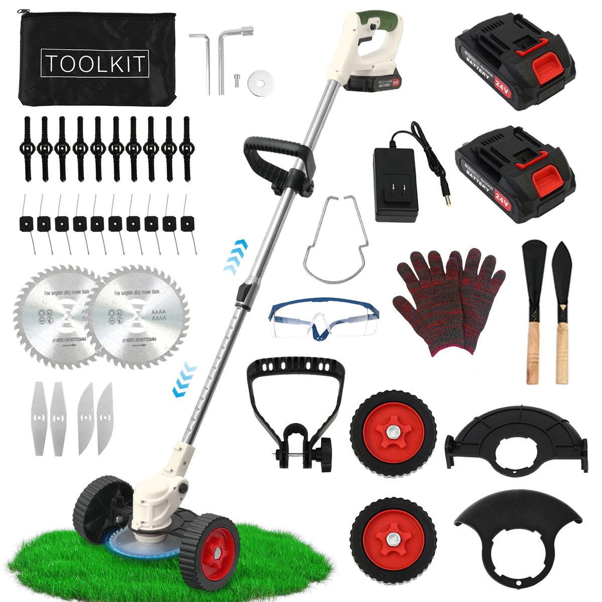 Cordless 21V 3 In 1 Electric Grass Trimmer With Batteries