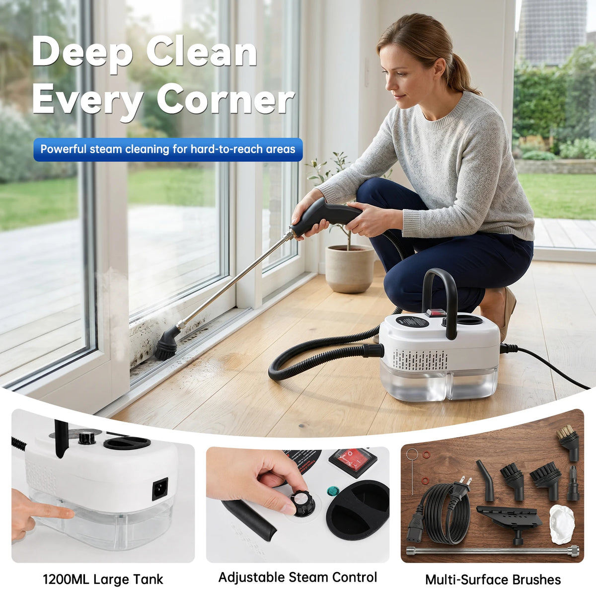 2500W Portable Handheld Steam Cleaner With Accessories