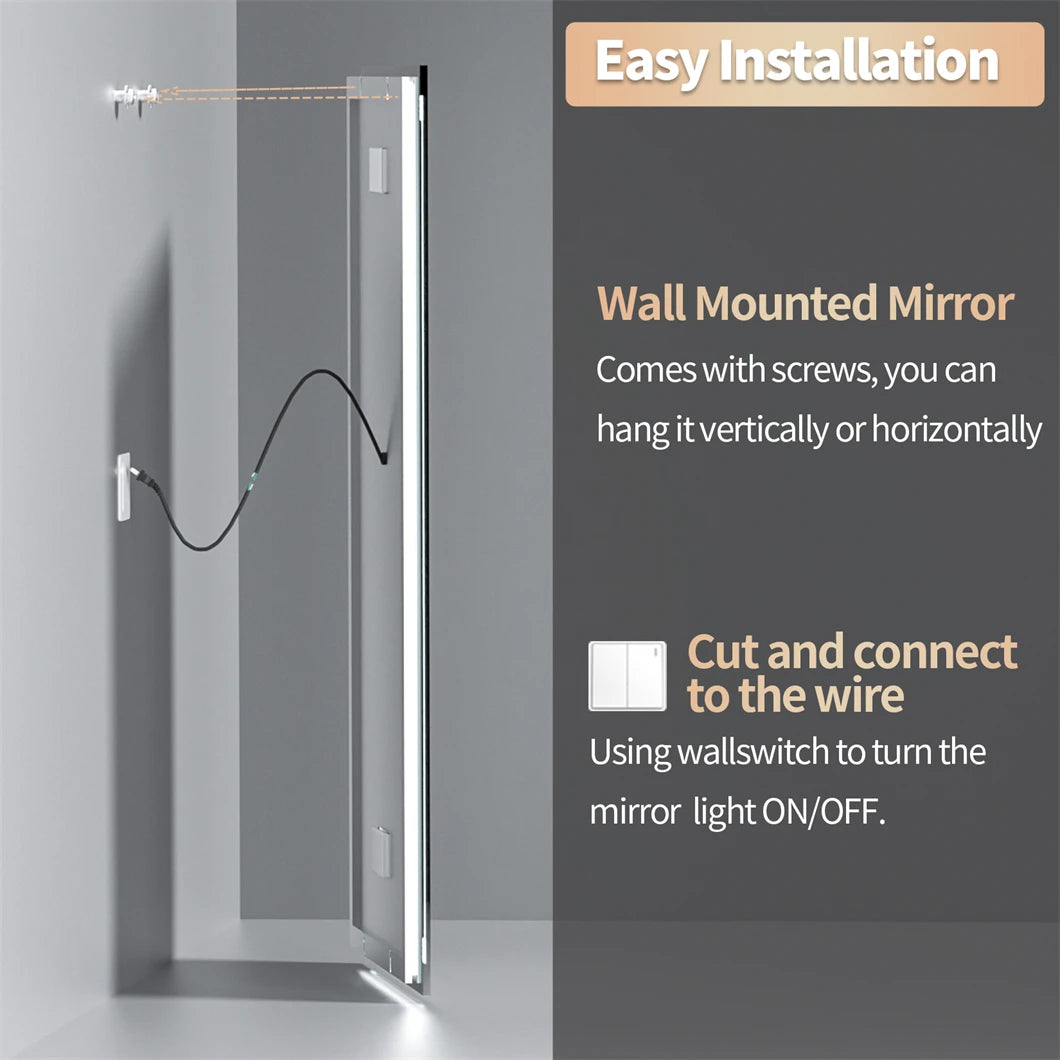 Borwart Smart Led Vanity Mirror With Bluetooth Anti Fog