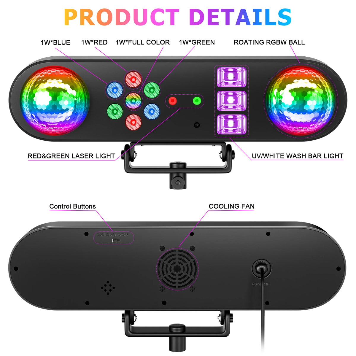 U'King Mini 5in1 RGB Stage Light With Remote