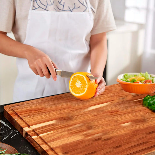 Large Wooden Cutting Board With Juice Groove For Kitchen Charcuterie