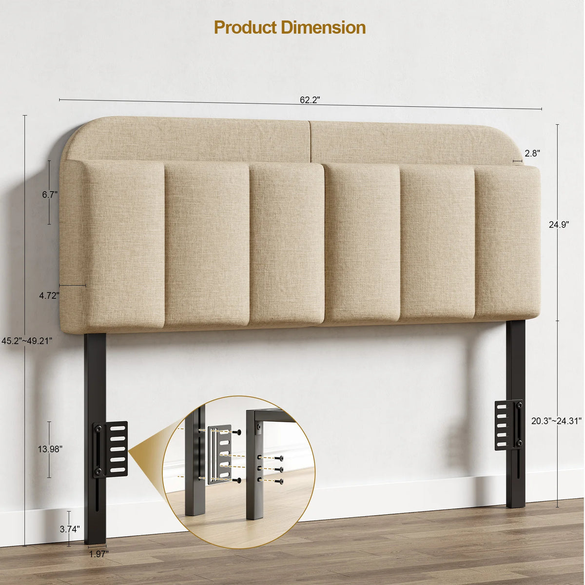 Onbrill Adjustable Headboard With Integrated RGB LED Storage Design