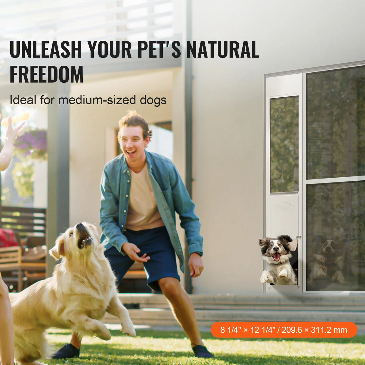 Adjustable Aluminum Frame Sliding Glass Door Pet Entry