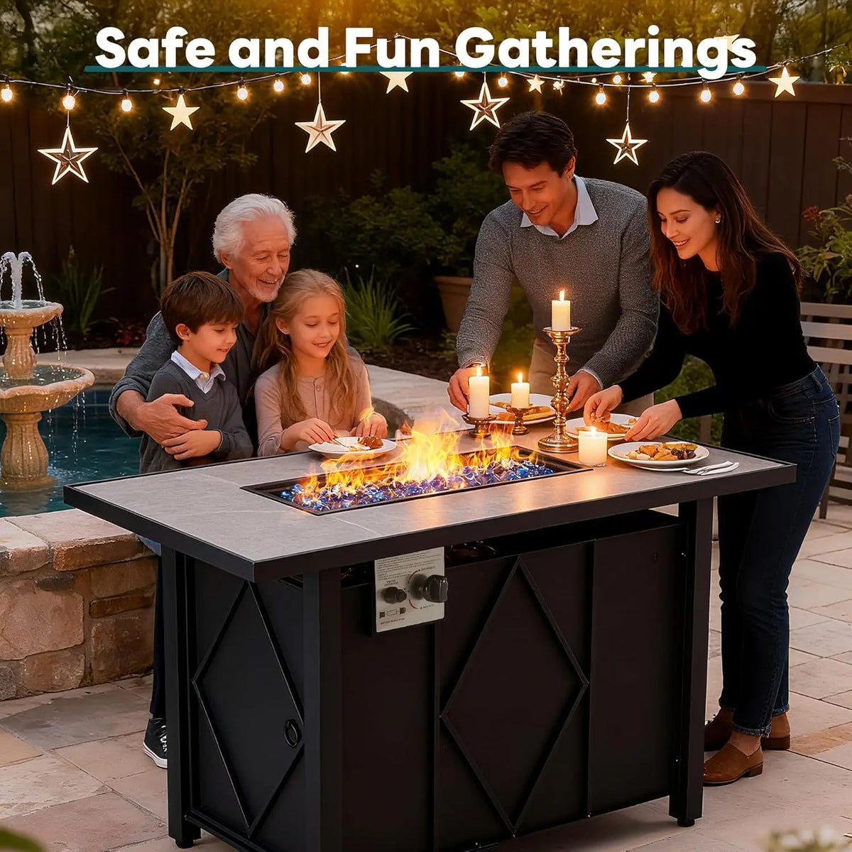 JHK Stainless Steel Propane Fire Pit Table For Outdoor Patio