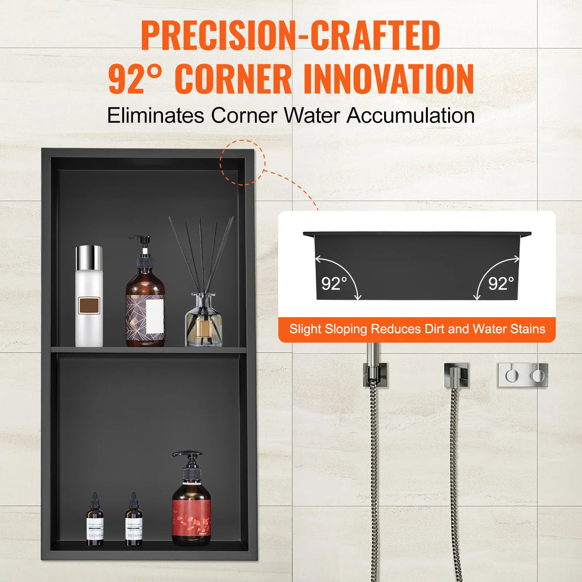 SucceBuy 304 Stainless Steel Shower Recessed Niche Double Shelf Storage