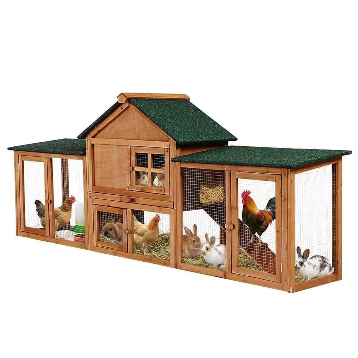 DishyKooker Wooden Rabbit Hutch With Double Runs And Tray