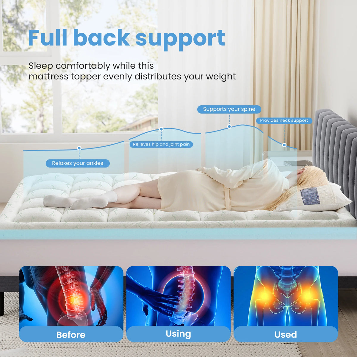 JHK Dual Layer Gel Memory Foam Mattress Topper Cooling Pad