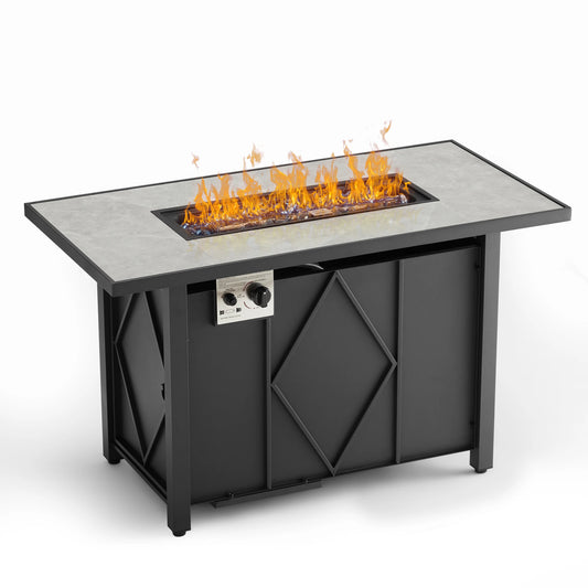 JHK Stainless Steel Propane Fire Pit Table For Outdoor Patio