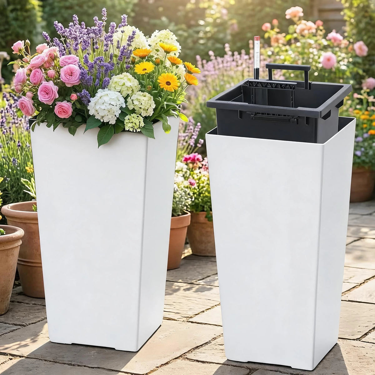 HiMISS Self Watering Planters Set Of 2 With Monitor Bucket