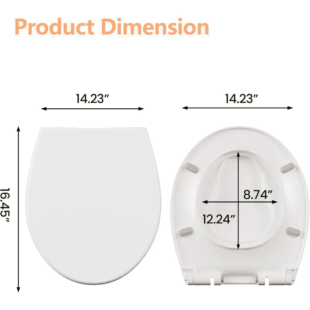 Universal Slow Close Toilet Seat With Antibacterial Quick Release Lid