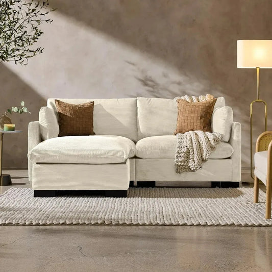 Modern Corduroy Reclining Loveseat With Removable Cover And Wooden Frame