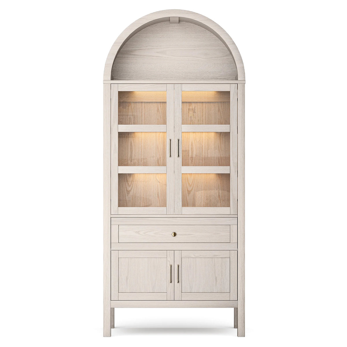Cottinch Arched Wooden Storage Cabinet With Dimmable Led Shelves