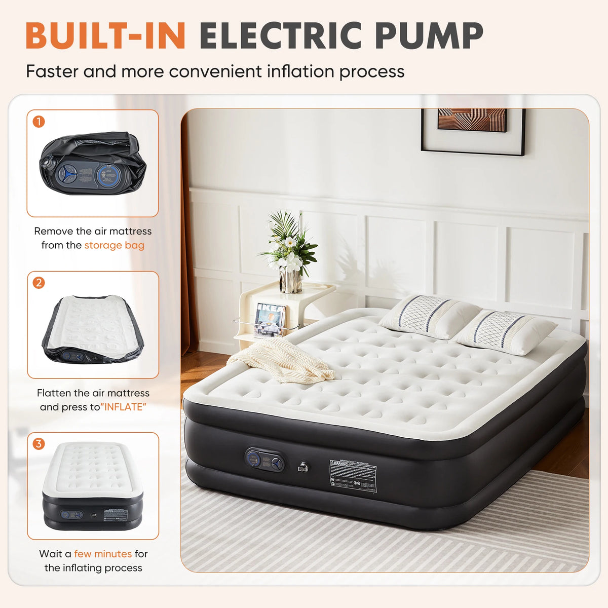 JHK Air Mattress Double Height Non Slip Bottom Home Camping