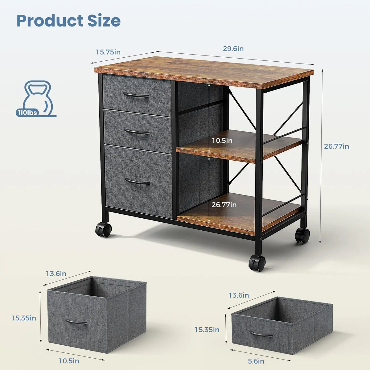 MCQ Movable Living Room Fabric Drawers Steel Frame Storage Cabinet