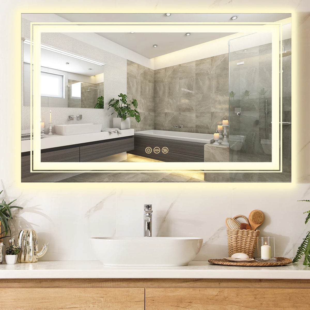 Wisfor 40X24 Inch Rectangle Led Illuminated Wall Mirror