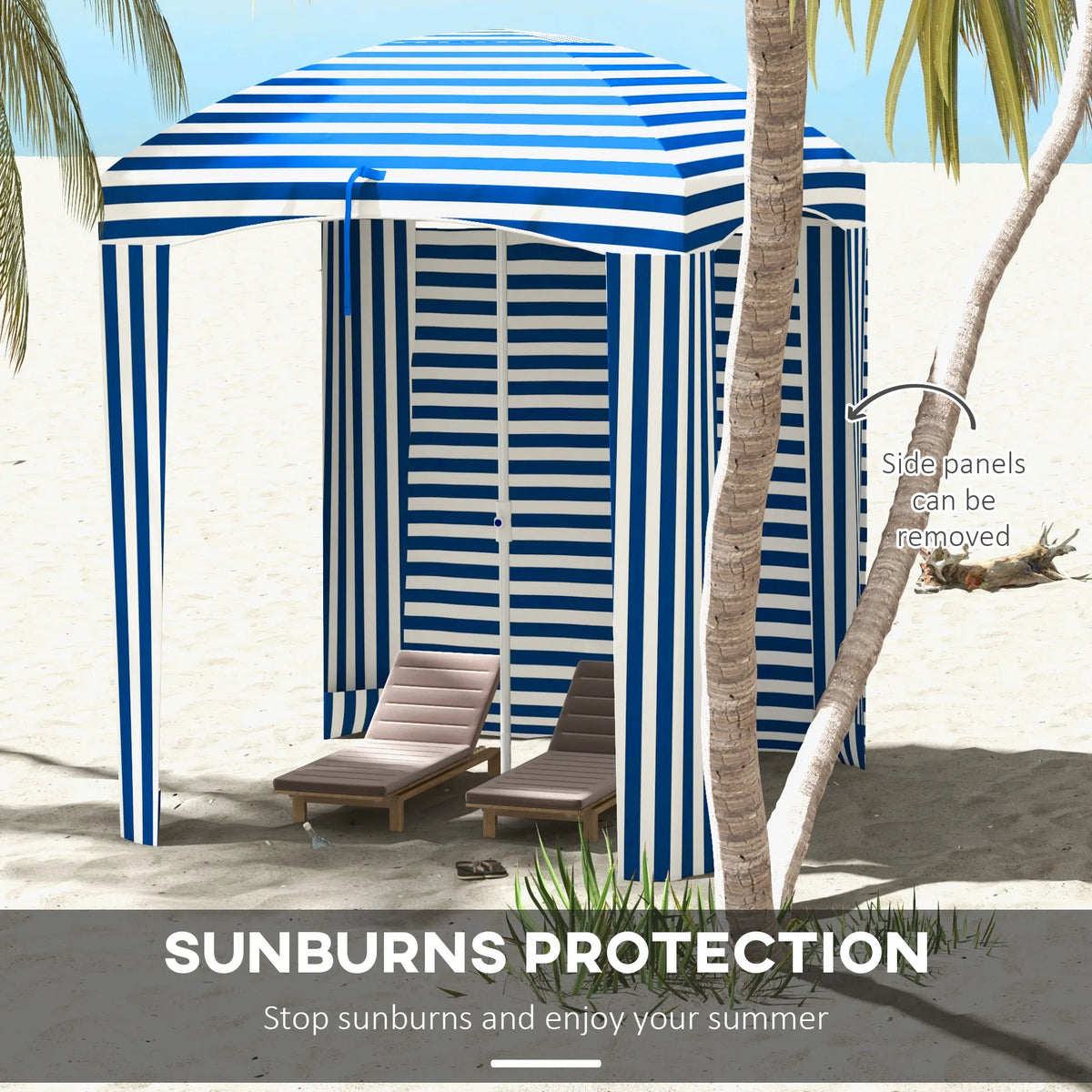 Outsunny Beach Cabana Umbrella With Bag And Windows