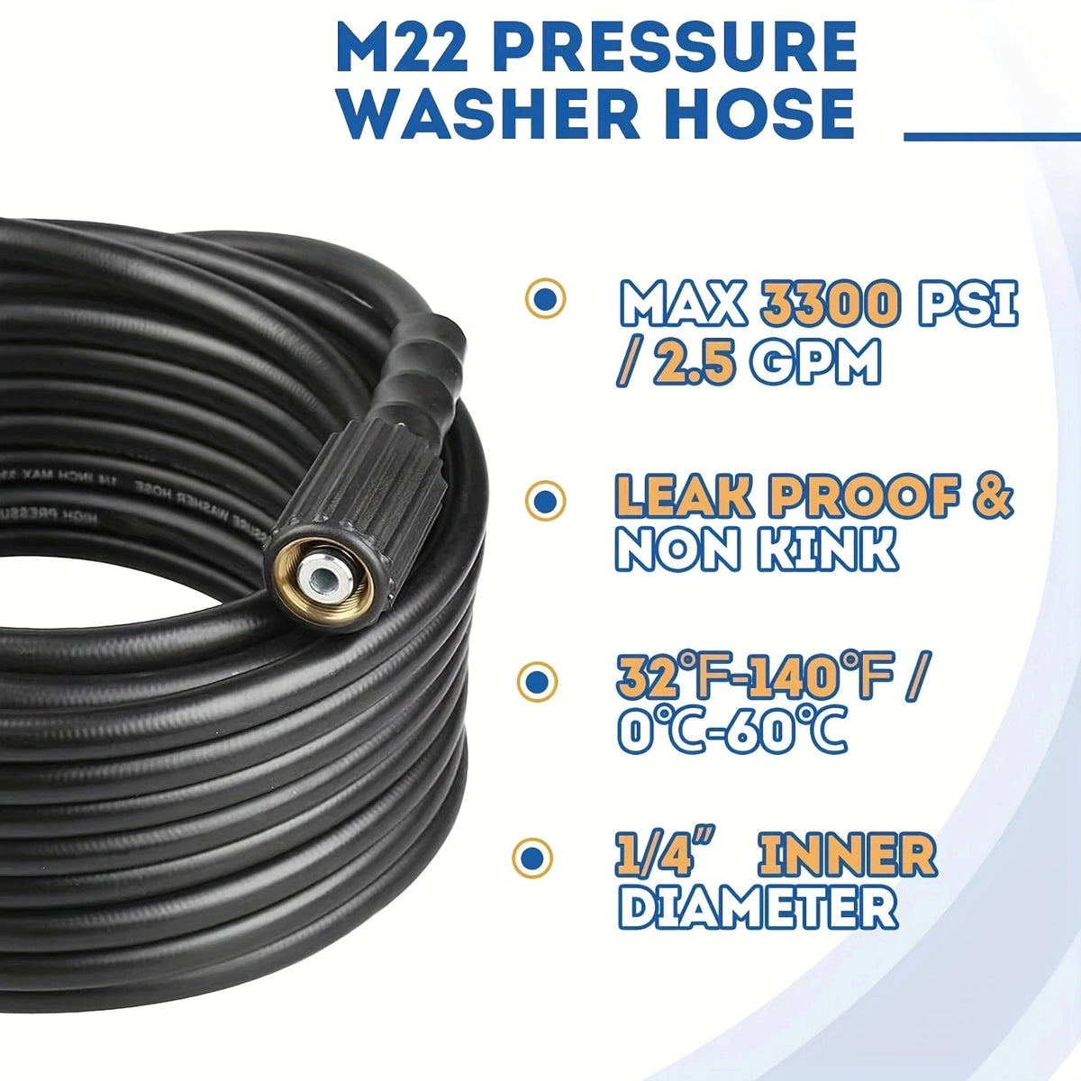Durable 3 Layer Braided Anti Twist High Pressure Washer Hose