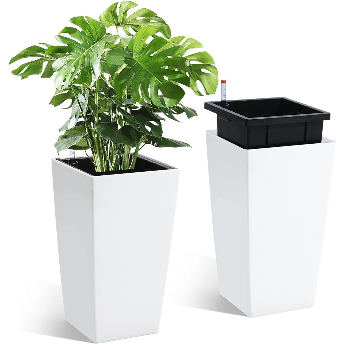 HiMISS Self Watering Planters Set Of 2 With Monitor Bucket
