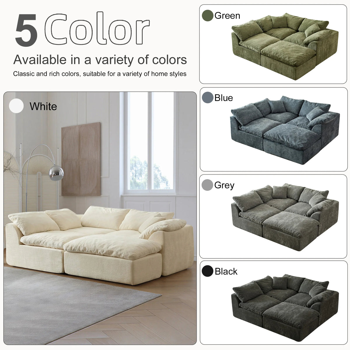 Yeflixvrau Modern Modular Sectional Sofa With Comfortable Cushions
