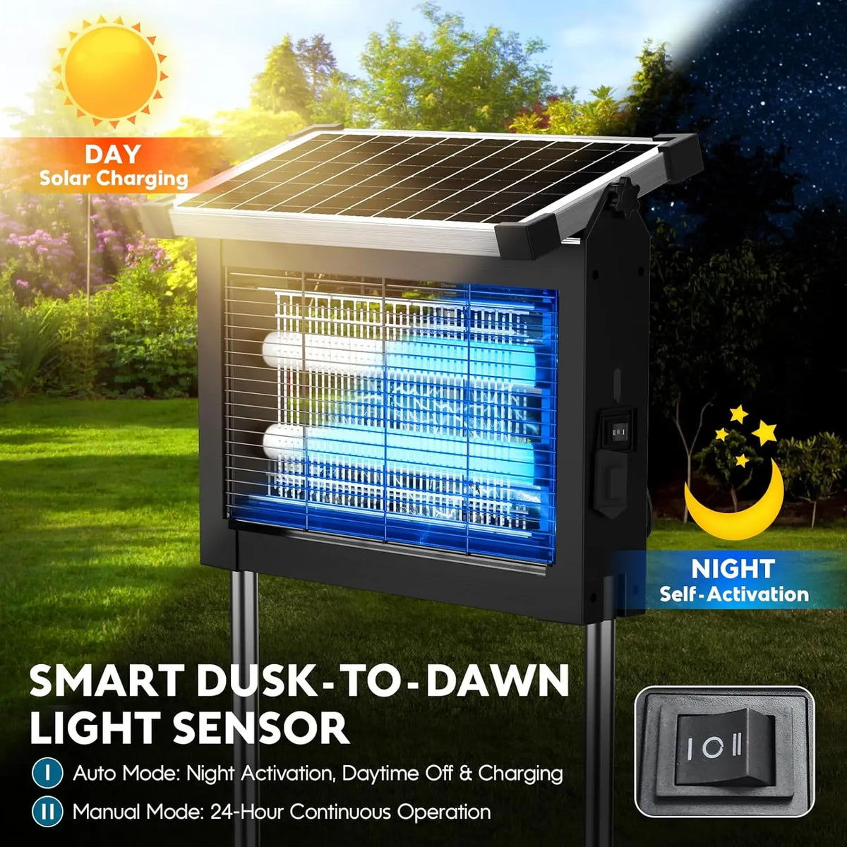 Waterproof 4500V Outdoor Solar Electric Bug Zapper For Garden
