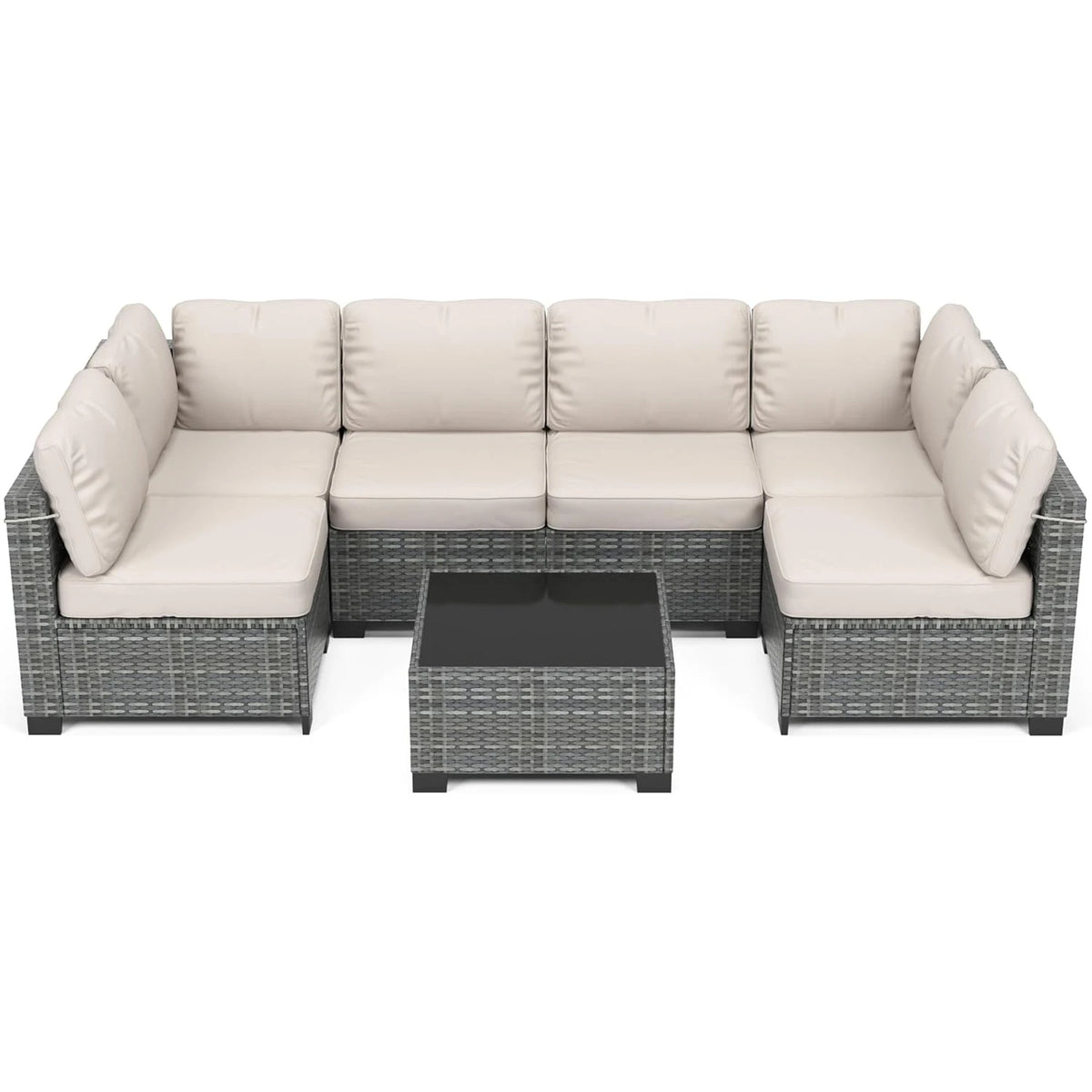 HobbyLane 7 Piece Modular Outdoor PE Rattan Sofa Set