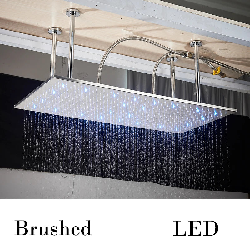Wanmivezlo Led Rainfall Shower Head Wall Mounted Brass Faucet