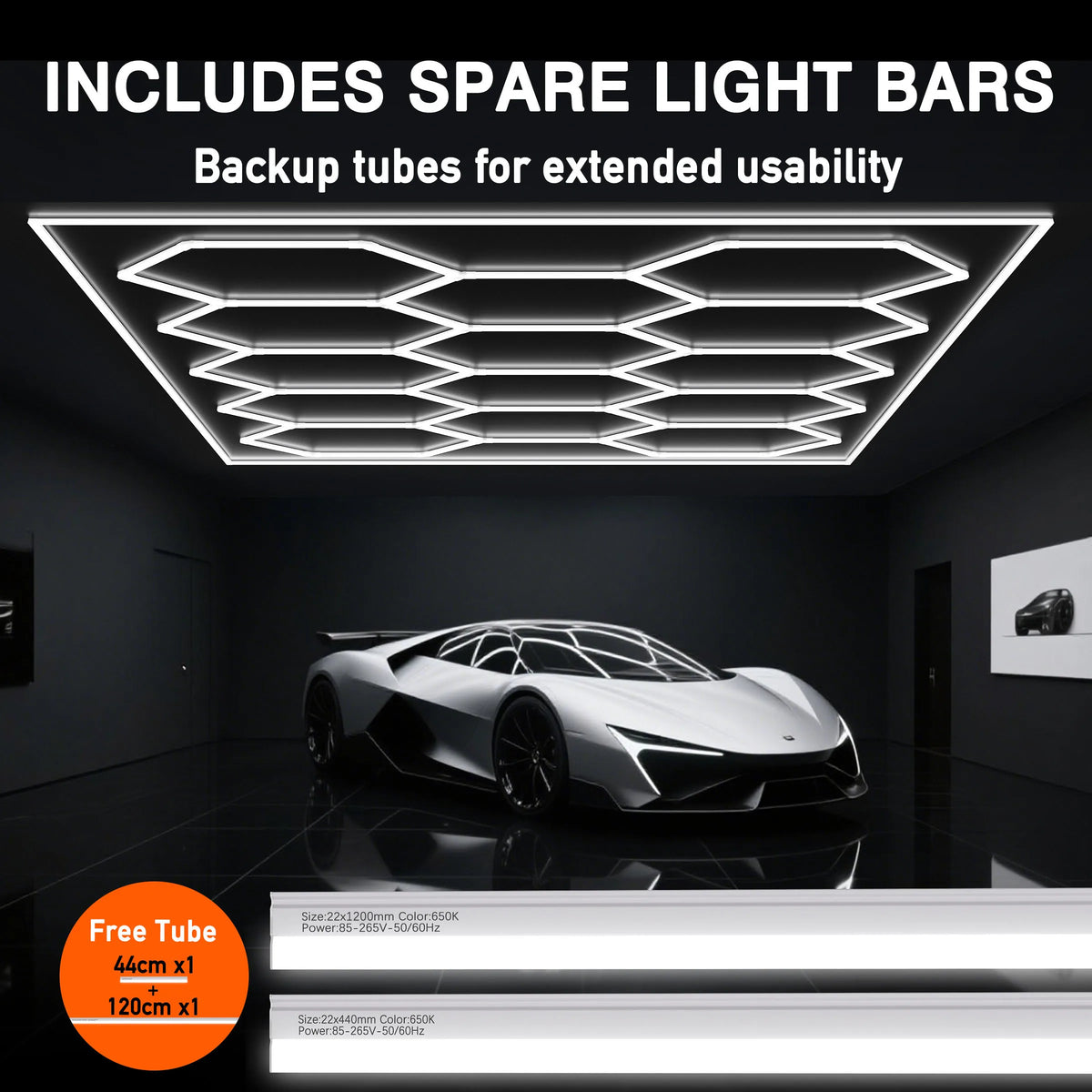Hexagon Led Honeycomb Ceiling Light With Frame For Garage
