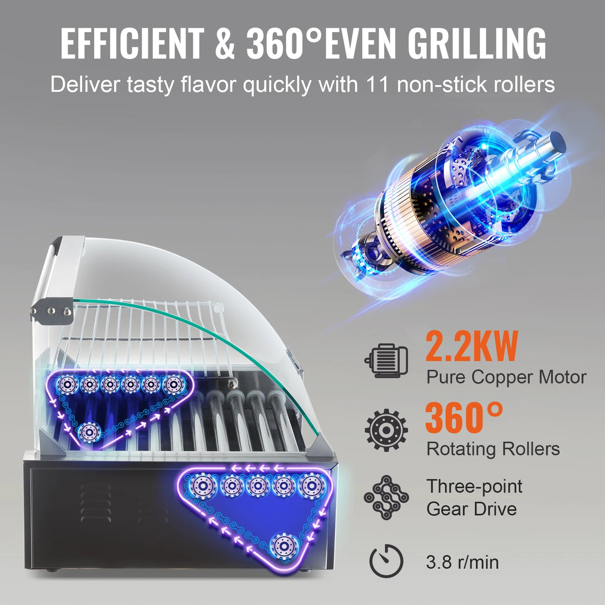 SucceBuy Commercial Hot Dog Roller Electric Sausage Maker Grill Machine