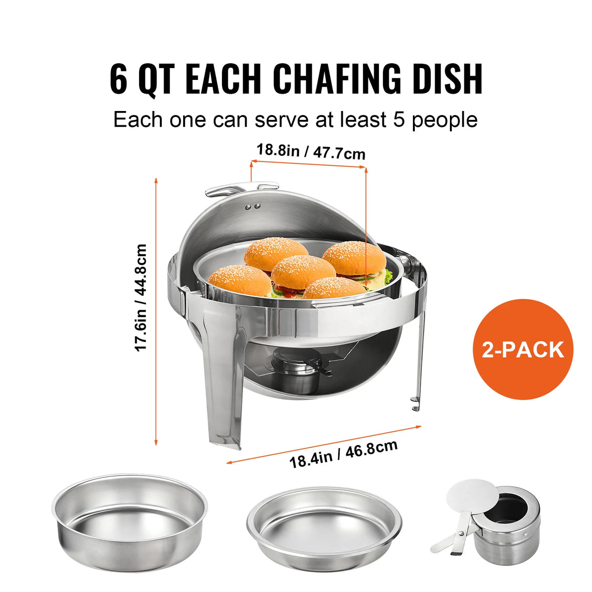 Succebuy Stainless Steel Roll Top Chafing Dish Catering Warmer