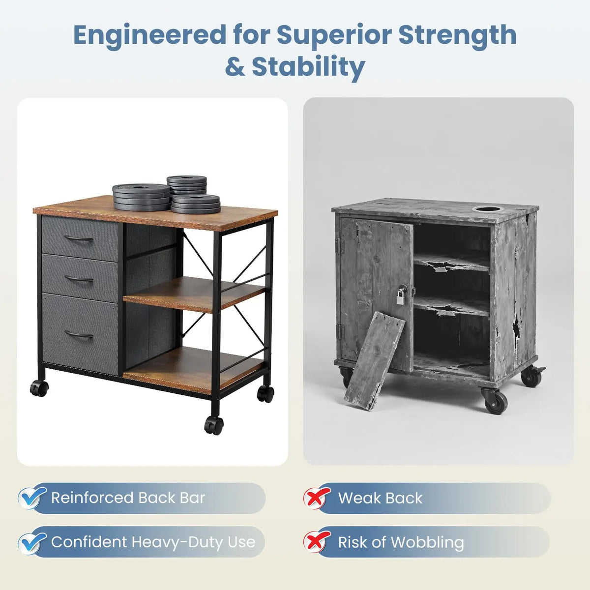 MCQ Movable Living Room Fabric Drawers Steel Frame Storage Cabinet