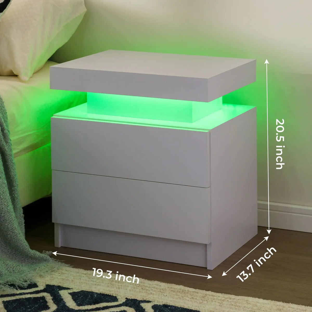 Cubehom LED Nightstand Set With Drawers For Bedroom Modern Minimalist