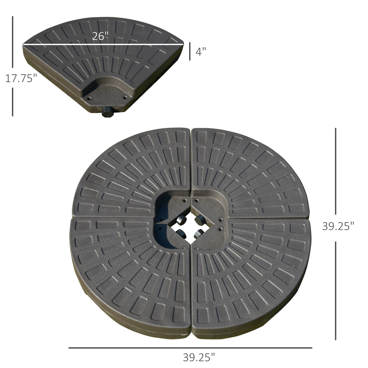 Cantilever Patio Umbrella Base Set, Fan Shaped Weights With Handles