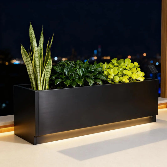 Himiss Led Metal Planter Box With Integrated Outdoor Lighting