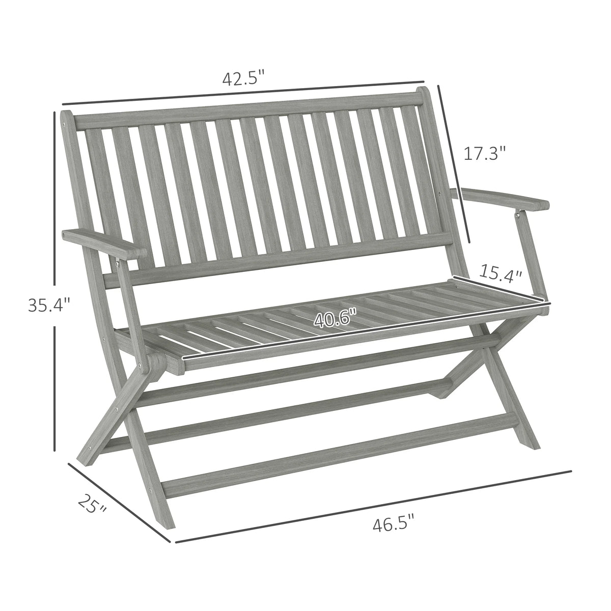 Ousunny 2 Person Wood Outdoor Bench For Garden Patio